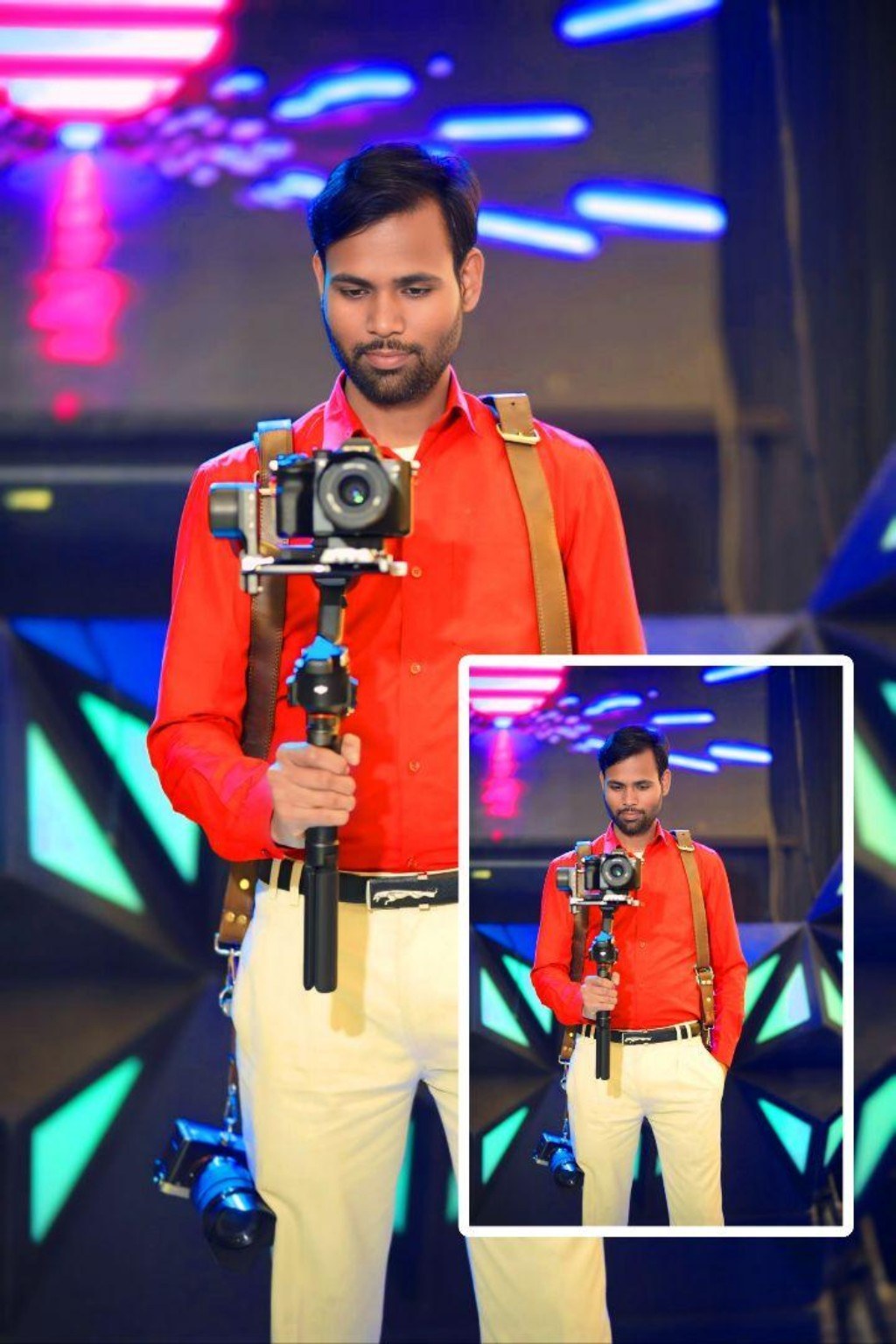Purvesh Chouhan filming with a professional camera rig