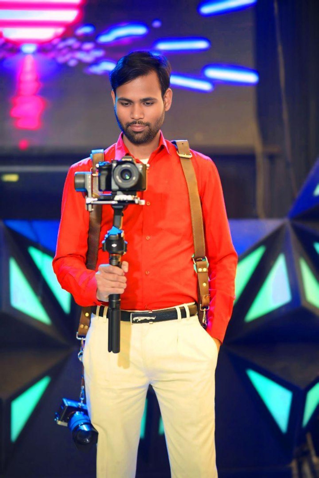 Purvesh Chouhan of Lakshkar Studio operating a professional camera gimbal